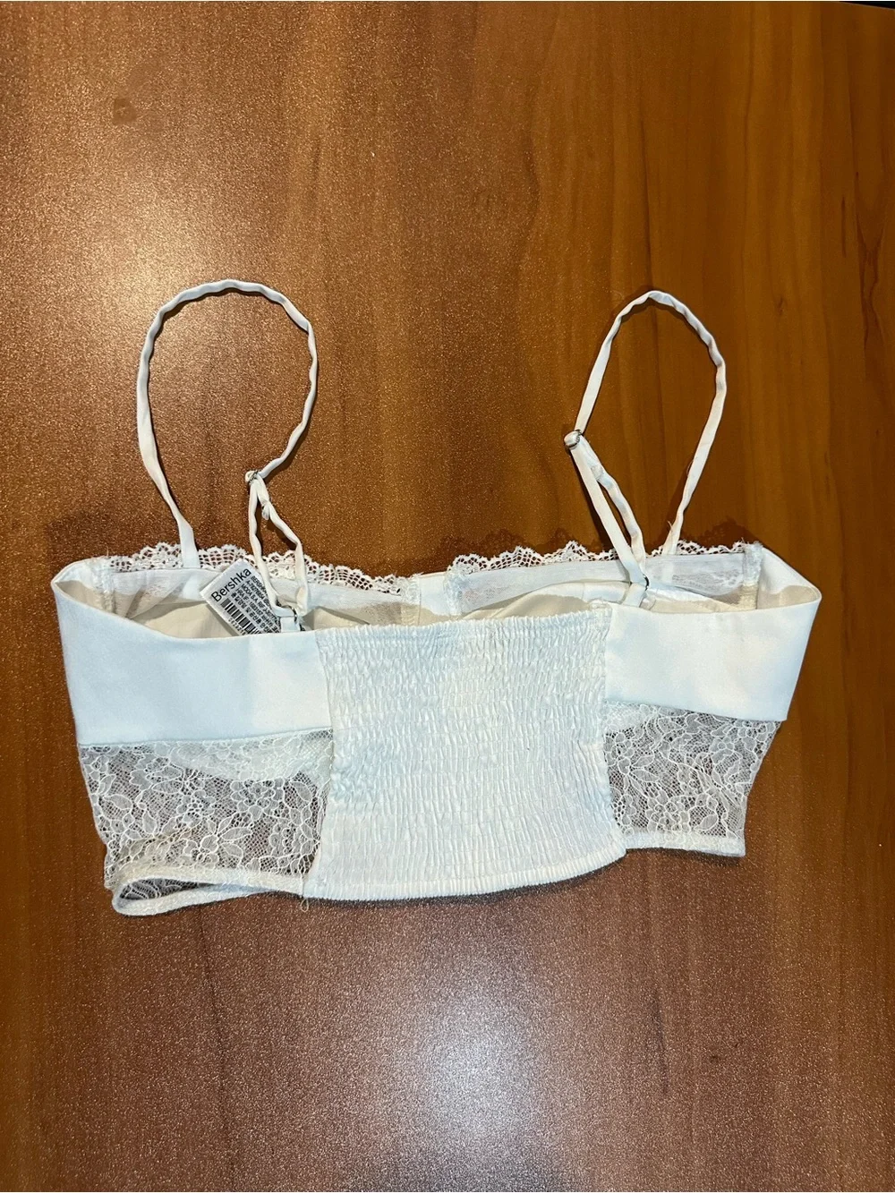 Bershka Lace Trim Satin Bustier Top White Size Medium
